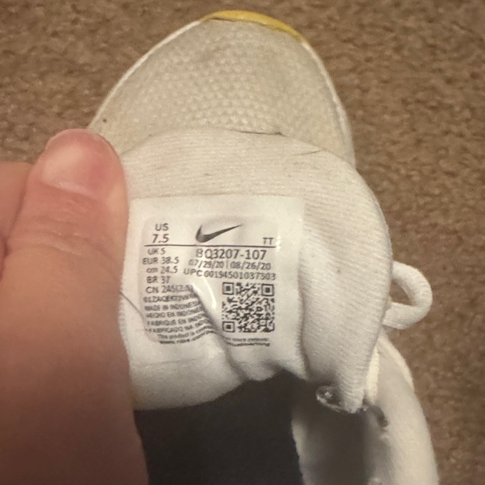 Nike White and Pink Sneakers with Yellow Accents - Picture 5 of 5